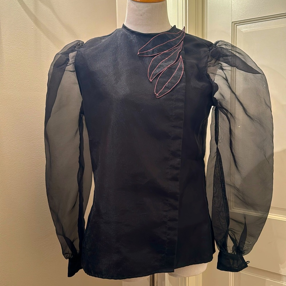 Vintage LINE AV New York Button Down Silk Cocktail Blouse